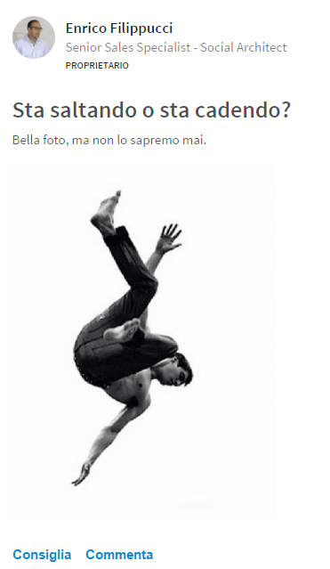 Esempio di post in un gruppo con solo foto e testo. Esempio di post in un gruppo con solo foto e testo.